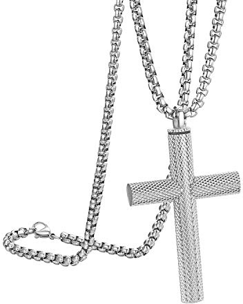 Flongo Herren Anhänger Damen Halskette, Gedenken Memorial Asche Urne Aroma Diffusor Parfüm Flasche Anhänger zum öffnen Halskette aus Edelstahl Kettenanhänger in Gold Schwarz Silber Ton