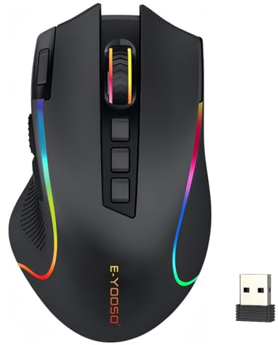 Niceon Wireless Gaming Mouse RGB Backlit, Rechargeable, 9 Programmable Buttons, Ergonomic Mouse for PC Laptop Gamer