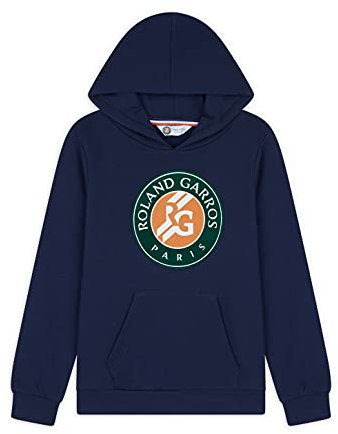 ROLAND GARROS Unisex Kinder Big Logo Sweat, Grau & Marineblau, 8 Jahre