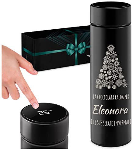 Maverton Thermos per Caffè e Tè - 450 ml - incisione personalizzata - indicatore di temperatura e display LED - 100% a prova di perdite - regalo per le Feste - sere invernali