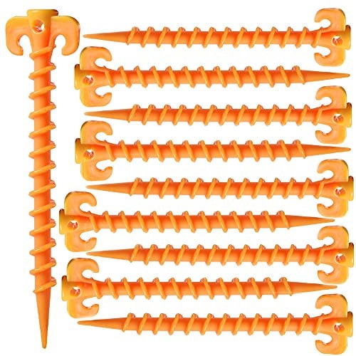 10Pcs Camping Tent WanFengXue Stakes Pegs Tent Heavy Duty Tent Nail Plastic Screw Tent Pegs for Fixing Camping Tent Rain Tarps Outdoors Tent Nails 20 * 4.5cm Yellow