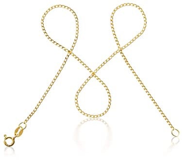 modabilé Panzerkette Damen Halskette Vergoldet 925er Sterling Silber (80cm 1,3mm breit) Goldkette ohne Anhänger Goldene Kette Kurz 925 Frauen