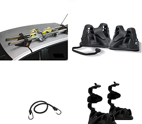 Kompatibel mit Peugeot Ion Magnetic Universal Dachträger für Autodach, nicht aus Glas, 2 Paar Ski-Halterung, Magnet, Schwarz