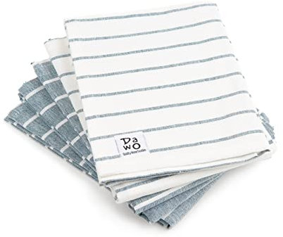 DaWo 5er-Set Geschirrtücher/Küchentücher aus 100% Baumwolle mit Aufhänger | Öko-Tex Standard | weitere Farben erhältlich | 50x70 cm | stark mit 200g/m2 (Petrol (Streifen gemischt))