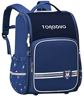 SONARIN Kinderrucksack Jungen Mädchen Schulranzen,Leichter Wasserdichter Grundschulrucksack Großes Fassungsvermögen Grundschule Ranzen Schulrucksack Schultasche Büchertasche für Kinder(Dunkelblau,S)