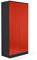 Schrank & Stuhl Aktenschrank Büroschrank Stahlschrank Flügeltürschrank mit 4 höhenverstellbaren Fachböden, 195x92x42 cm, Schwarz/Rot