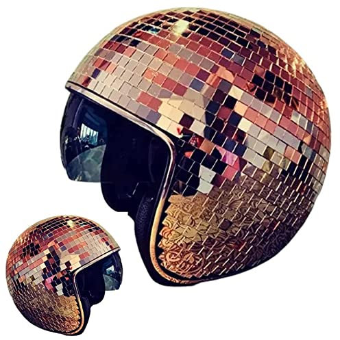 Discoball-Helm, Partydekoration, Glitzer-Glaskappe mit einziehbarem Visier, Cowboyhut, Neuheit, Gastgeschenk, Heimkunst (rosa), IN (YS-001)