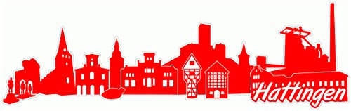 Samunshi® Hattingen Skyline Aufkleber Sticker Autoaufkleber City Gedruckt - 100x31cm hellrot