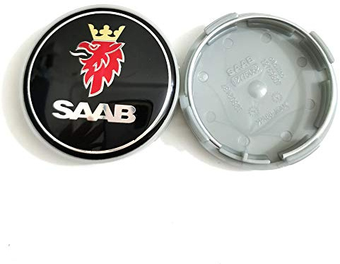 KOUNNENA 4 Stück Radnabenkappen Nabendeckel Felgendeckel Felgenkappen Radnabenabdeckung Radkappen 63mm für Saab 900 9000 9-3 9-4 9-5