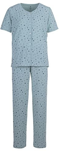 Zeitlos Pyjama Set Damen Kurzarm Knöpfe Allover-Druck, Farbe:Mint, Größe:XL