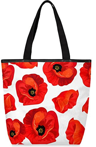 TropicalLife Poppy Handtasche groß für Damen Frauen Schulter Tote Reißverschluss Shopper, Floral Poppy Organizer Taschen für Frauen Top Griff Taschen, mehrfarbig, Einheitsgröße