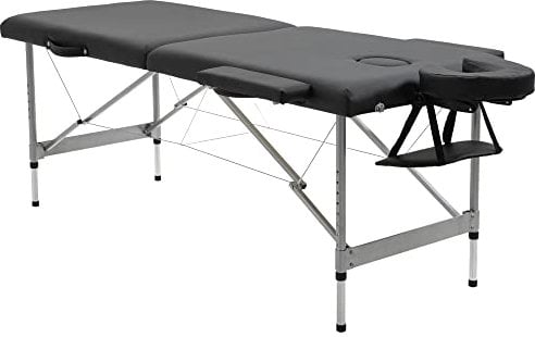 HOMCOM Massageliege klappbar, 7 Zonen höhenverstellbarer Massagetisch, Massagebett, Massagebank max. 130 kg Belastbar für Spa, Salon Kunstleder, Schwarz