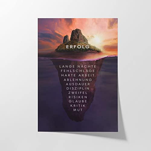 Hustling Sharks® Motivationsbild „Insel des Erfolgs“ – Poster 20 × 30 cm
