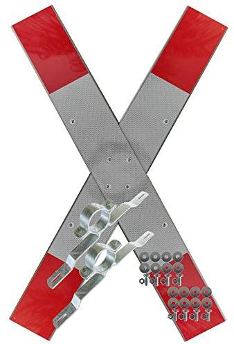 TMS PRO SHOP Andreaskreuz RA1 Komplettset, VZ 201-50, mit 60 mm Ø Rohrschellen, Schrauben aus Aluminium, Stahl, Art.-Nr. 609860
