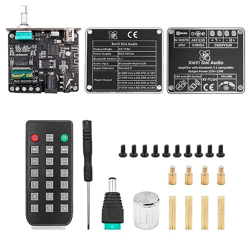 Alnicov HiFi-Level 15W + 15W estéreo Bluetooth módulo de Placa de Amplificador de Potencia Digital Columna de Disco U Correa de Reloj Control Remoto Y15H