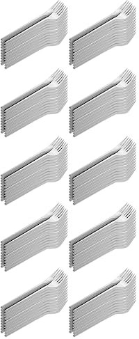 Acan Tradineur - 10 Paquetes de 100 Tenedores de plástico - Material Reutilizable y reciclable - Longitud de 16,5 cm - Color Blanco - Total 1000 Uds