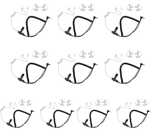 TDYU 3.5mm Listen Only Acoustic Tube Earpiece for Law Enforcement 1Pin Surveillance Walkie Talkie Headset Earpiece for Two-Way Radio 10Pack