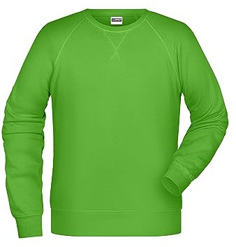 James & Nicholson Herren Raglan Sweatshirt - Sweatshirt im Raglanschnitt aus Bio-Baumwolle | Farbe: lime-green | Grösse: 3XL