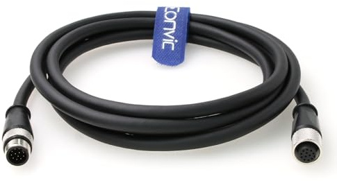 Eonvic M12 A-Code 12-poliger Stecker auf Buchse, hochflexibles Kabel für Cognex Kamera-Stellantriebe, Sensoren, industrieller Ethernet-Fieldbus (3 m)