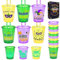 12Pcs Shot Glass Necklaces, Mardi Gras Light Up Shot Glasses Reusable Shot Necklace Beaded Cups, Shot Cups for Birthday Festival Decoration Party (6 Styles 3 Colors)