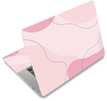 Laptop Decal Sticker Skin Cover, 11.6”12 13 13.3 14 15 15.4 15.6 inch Laptop Netbook Vinyl Skin Sticker Cover Art Notebook PC Reusable Protector (2 Wrist Pad Included), Art Modern Pink