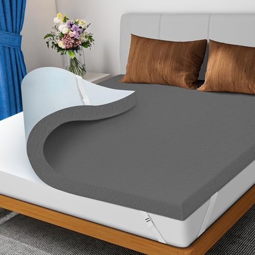 DOPEDIO 7,5cm Gel Memory Foam Matratzen Topper Weiche Matratzenauflage mit Öko-TEX® 100 Zertifizierung, Waschbarer Bezug für Boxspringbett und Schlafsofa (160x200cm, Grau)
