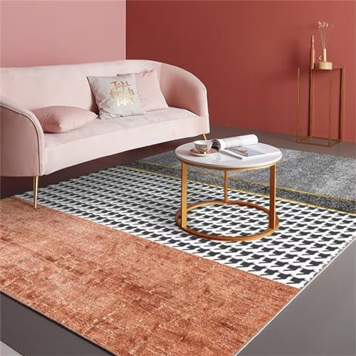 Kunsen babyzimmer Teppich abwaschbare Teppich moderner Stil Orange grau Teppich Wohnzimmer Teppich Esszimmer Zubehör waschbar tepiche für Schlafzimmer 120x170cm