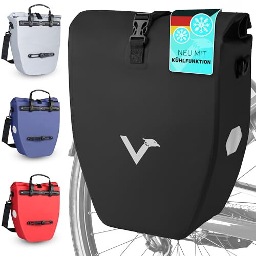 Valkental® Große & wasserdichte Gepäckträgertasche - Fahrradtasche für Gepäckträger mit großen Reflektoren [Abschließbar] Bombenfester Sitz - Mehrfach ausgezeichnet - Gefertigt für Langlebigkeit