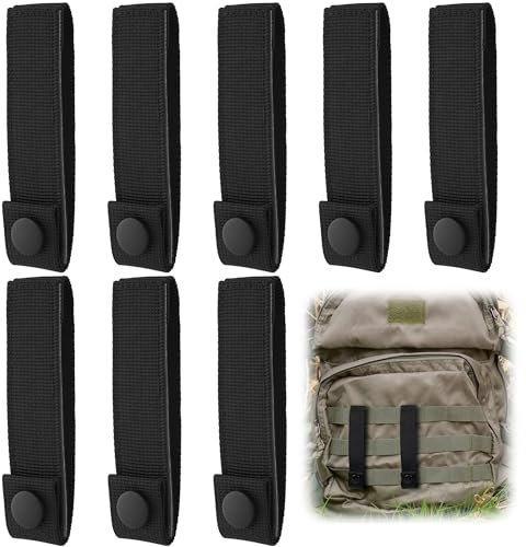 8 Stück MOLLE Gurte, Molle Gurtband Riemen Befestigung Snap Strap, MOLLE Gurte Praktische, Molle Rucksack Zubehörgurt, MOLLE-Gurtband Rucksackgurt-Befestigungsanschlüsse für MOLLE (Schwarz)