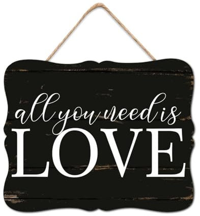 All You Need is Love Wooden Signs Wall Plaque Saying Quote Wall Decor Sign Classic Wood Home Wall Decorative for Home Laundry Room Kitchen Bedroom Housewarming Gift 8x10in