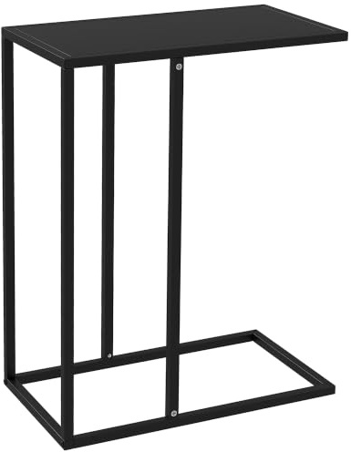 HOMCOM Beistelltisch in C-Form mit Stahlgestell, 46 x 26 x 60 cm, Schwarz | Couchtisch, Sofatisch, Laptoptisch, Wohnzimmertisch, Nachttisch, für Büro, Schlafzimmer