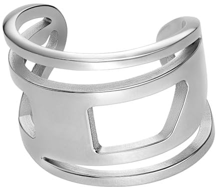 Diesel Ovale D-Logo Unisex-Edelstahlringe mit verstellbarem oder Knebelverschluss