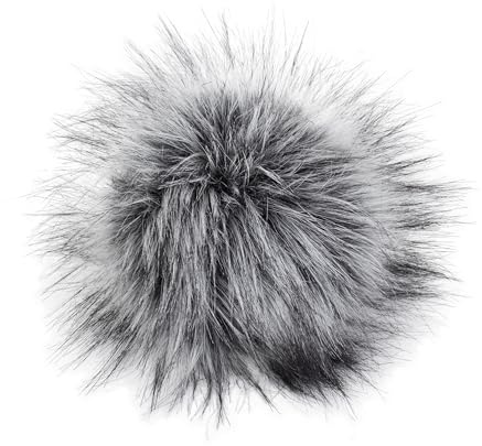 Fell Pompom mit Druckknopf XXXL 20cm - Fellbommel Bommel Mützenbommel (Grau)
