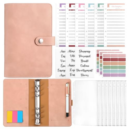Kesote Enveloppe Budget Français, Classeur Budget, Budget Planner, Carnet Economie Argent, 14 Budget Enveloppe, 24 Feuilles de Budget, 3 Autocollants Français, 54 Étiquettes, 1 Stylo, A6, Rose