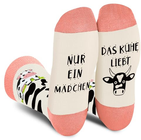 AGRIMONY Lustige Socken für Frauen Mama Teenager Mädchen Oma Freundin Sie–NUR EIN MÄDCHEN DAS KÜHE LIEBT - Niedliche Verrückt Flippig Niedlich Valentinstag Muttertag Weihnachtsstrumpf Geschenke