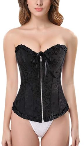 Generico Korsett Damen Gelb Schöne und Das Biest Elegant | Underbust Corset Elastic Waist Trainer Floral Gothic Korsett Damen Schwarz und Rot Plus Größen Rosa Korsett Bustier Brauttop, Schwarz , S