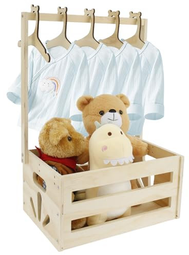 Babykorb Geschenk mit Griff Holz Babyparty Schrank 34×23x17cm Geschenkkiste Babyparty Multifunktional Babykorb Neugeborene für Geburtstage Babypartys Weihnachten Neue Eltern (B)