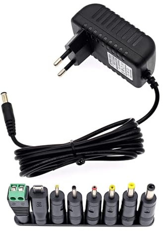 JZK AC vers DC 5V 2A Alimentation Convertisseur Transformateur Chargeur avec 8x DC Adaptateur de Prise Remplacement 5 volts 0.5A 500mA 1A 1.5A 2000mA pour Caméra CCTV LED Barre Lumineuse TV Box
