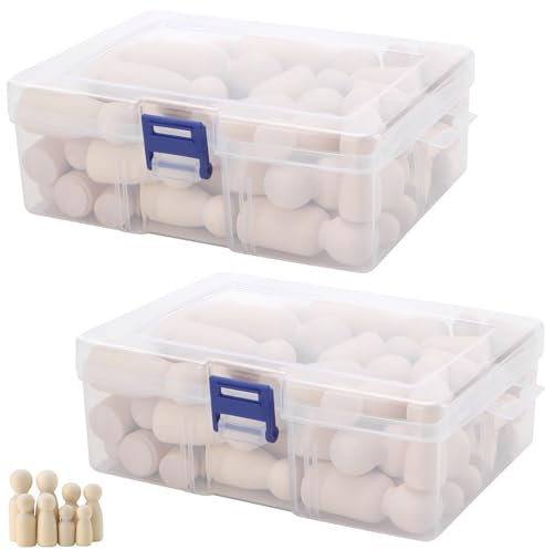 CHUENKUK 100 Stück 4 Größe Holzfiguren zum Bemalen, Natürliche Holzfiguren für Basteln, Dekoration, DIY Projekte