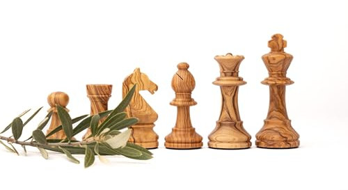 Piezas de ajedrez de madera Staunton Olive de 6 a 3.6 pulgadas King (92 mm) con reinas adicionales en caja de madera, ajedrez hechos a mano para torneos y juegos de club