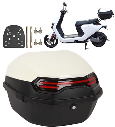 pykaaiiu Motorradkoffer Kofferraum Motorrad Heckbox Mit Sicherheitsschloss, Top Case Rollerkoffer Helmkoffer für Roller Fahrradbox Diverse Farben zur Auswahl(Beige)