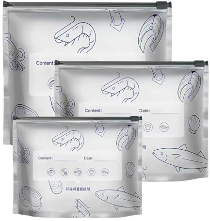 Emdvsco Reusable Food Storage Bags - Resealable Zip Lock Bags for Food Storage, Aluminium Foil Freezer Refrigerator Container Pantry Organizer for Seafood Lunch Crafts Tools Candy Snacks Tea