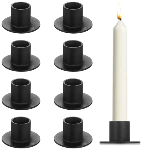 8 Stück Schwarz Kerzenständer，Runder Kerzenhalter Für Stabkerzenhalter | Metall Vintage Teelichthalter Für Candlelight Dinners Hochzeit Jubiläum Weihnachten Party Esstisch Mantel Deko
