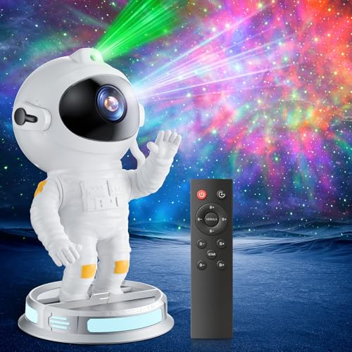 Astronaut Galaxy Projector, Star Projector Light with 8 Nebula Modes, 360° Adjustable Projection Lamp, Remote & Timer Starry Sky Light, Cute Night Light for Bedroom, Space Gift for Kids Adult