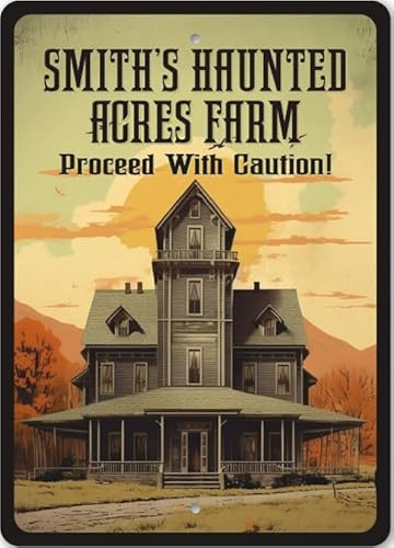 Personalized Haunted Acres Farm Proceed With Caution Sign