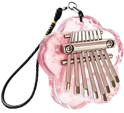 Pianoforte A Pollice Traslucido A 8 Tasti - Portatile In Acrilico Con Fiori | Mini Pianoforte Á Dita Con Cordino Per Un Facile Trasporto, Casa, Scuola, Attività All'aperto, Viaggi, Riunioni Di