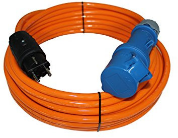 Schuko auf CEE Adapter 10m Camping Stromkabel H07BQ-F 3x1,5 Landstromkabel Wohnmobil Wohnwagen Kabel Camping Adapter 10 Meter Strom Verlängerungskabel CEE-Stecker Campingstecker