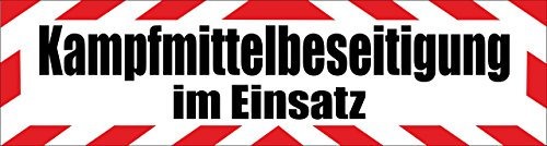 INDIGOS UG - Magnetschild Auto Kampfmittelbeseitigungim Einsatz mit Rahmen rot - schwarz 45 cm reflektierend - Magnetfolie LKW Truck Transporter Baustellenfahrzeug Firmenwagen - flexibel