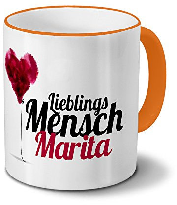 printplanet Tasse mit Namen Marita - Motiv Lieblingsmensch - Namenstasse, Kaffeebecher, Mug, Becher, Kaffeetasse - Farbe Orange