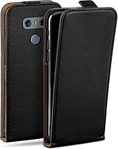 moex Flip Case für LG G6 Hülle klappbar mit 360 Grad Schutz, Handyhülle mit Displayschutz, PU Leder Handytasche Lederhülle, Flip Case Cover Klapphülle, Schwarz
